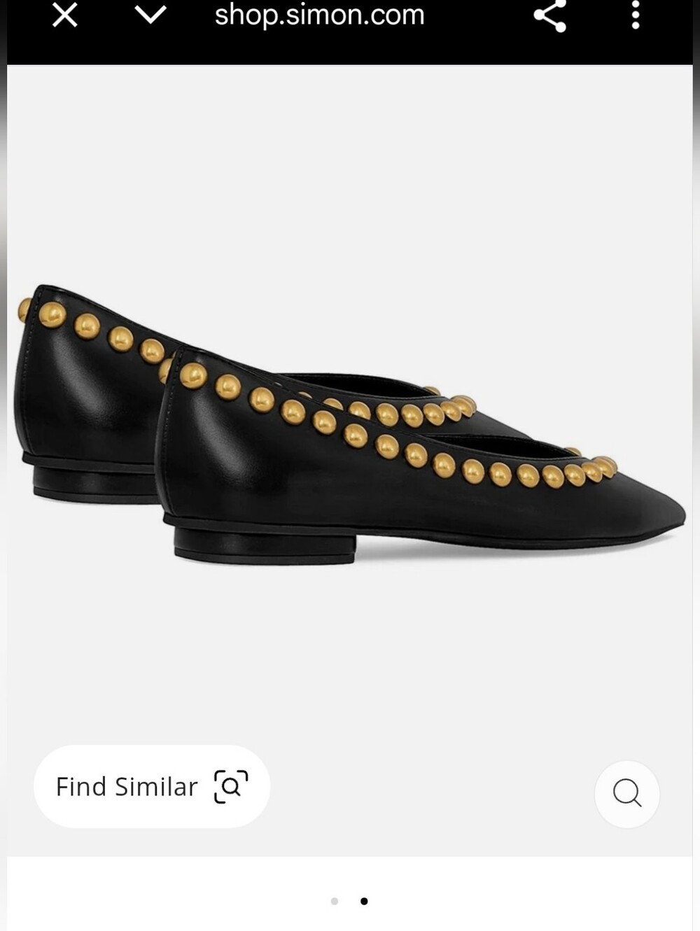 Rebecca Minkoff Black Pointed Studded Flats with Gold Accent Women Size 8.5 Nwot